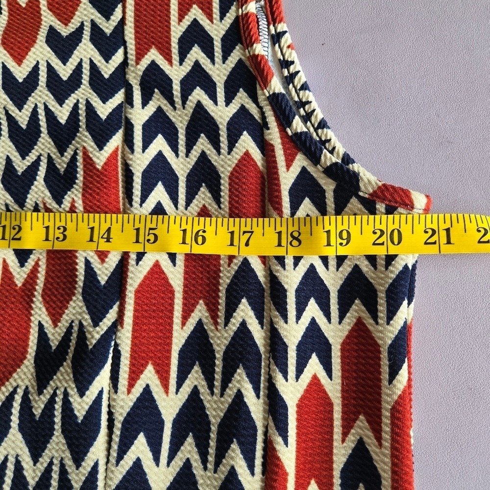 Hanni Geometric Print A-line Dress Size 2X Retro 70s Revival Flirty Eclectic Mod - Picture 8 of 9